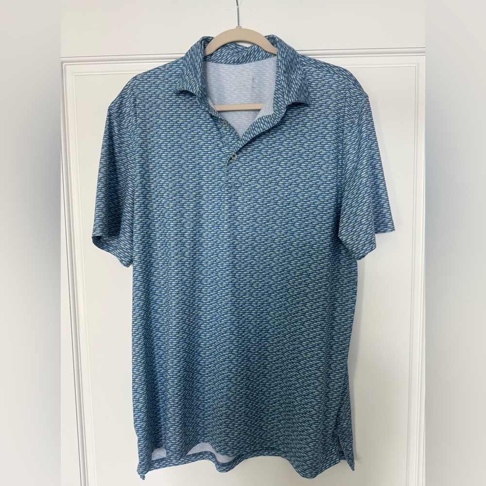 Southern Tide Blue Fish Polo Shirt Men’s L